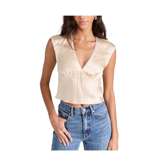 Reformation 'Cherry' Beige Silk Top Size 4 - Picture 1 of 4